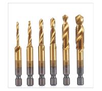 BSWXX 6pcs M3-M10 Screw Tap Drill Bits High-speed steel Taps Countersink Deburr Set Metric Combination Bit High Speed Steel 1/4 IN Quick Change Hex .0522