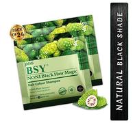 BSY Noni Black Hair Magic Color (12ml x 24 Sachets) - Natural Permanent Hair Dye - Fruit-based - 5 Min. Apply - Ammonia-Free