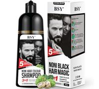 BSY Noni Natural Black Hair color shampoo - 180ml - Pump Pack | No Ammonia | 3 in 1 - Hair Colour, Shampoo, conditioner for women | Noni Fruit Hair Dye for Men | 5 Minutes Hair Color