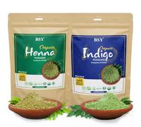 BSY Organic Indigo Powder & Henna Hair Color Combo Kit - Natural Hair Color, Hair Care - 227g Each