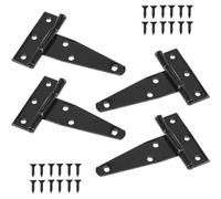 BSYFOP 4 Pcs Garden Gate Hinges, Heavy Duty Black Door Hinges with Screws for Wooden Shed, Barns, and Fence Gates