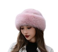 BSYLOO Thickened Faux Fur Warm Hat, Luxurious Women’s Faux Mink Mongolian Hat, Versatile New Winter Beret for Women Girls, Pink, Small-XX-Large