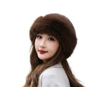 BSYLOO Thickened Faux Fur Warm Hat, Luxurious Women’s Faux Mink Mongolian Hat, Versatile New Winter Beret for Women Girls, Brown, Small-XX-Large