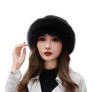 BSYLOO Thickened Faux Fur Warm Hat, Luxurious Women’s Faux Mink Mongolian Hat, Versatile New Winter Beret for Women Girls, Black, Small-XX-Large