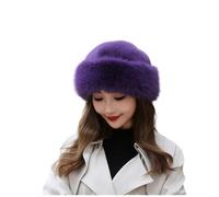 BSYLOO Thickened Faux Fur Warm Hat, Luxurious Women’s Faux Mink Mongolian Hat, Versatile New Winter Beret for Women Girls, Purple, Small-XX-Large