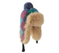 BSYLOO Women Faux Fur Winter Knit Trapper Hat with Ear Flaps Russian Ushanka Ski Hat (UK, Alpha, M, L, Khaki)