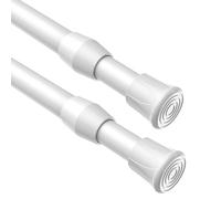 BSYXLSX 2 Pack White Tension Rod, Extendable 70-100cm Spring-Loaded No-Drilling Curtain Poles for Small Windows, Clothes Hanging, Adjustable Net Curtain Rod