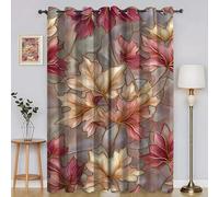 BSYYZQC Abstract Blackout Curtains for Bedroom Maple Leaf Soundproof Curtains, Super Soft Long Drop Light Weight for Living Room 42"X63"(W X L) drapes Eyelet 2 Panels Drapes