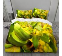 BSYYZQC Animals Duvet Cover Double Green Tree Python Bedding Set with Zipper Closure, Duvet Cover Sets 3D Printed Microfiber Quilt Cover 200x200 cm with 2 Pillowcases 50x75 cm