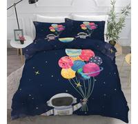 BSYYZQC Balloon King Size Duvet Cover Sets, Astronaut Microfiber Bedding Sets King Size Ultrasoft Hypoallergenic Quilt Cover With Zipper Closure and 2 Pillowcases 50x75cm