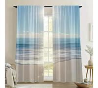 BSYYZQC Beach Blackout Curtains for Bedroom Ocean Soundproof Curtains, Super Soft Long Drop Light Weight for Living Room 42"X63"(W X L) drapes Eyelet 2 Panels Drapes