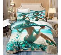 BSYYZQC Beach Duvet Cover 155x220cm, Beautiful Woman'S Back Bedding, Microfibre Duvet Cover Set with Zipper Closure, Soft Cosy Quilt Cover, 2 Pillowcases 50x75 cm, 3 Pcs for Bedroom Decor