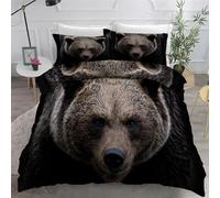 BSYYZQC Bear Junior/Cot Size Duvet Cover Sets, Animals Microfiber Bedding Sets King Size Ultrasoft Hypoallergenic Quilt Cover With Zipper Closure and 2 Pillowcases 40x60cm