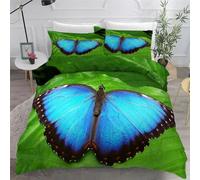 BSYYZQC Blue Junior/Cot Size Duvet Cover Sets, Butterflies Microfiber Bedding Sets King Size Ultrasoft Hypoallergenic Quilt Cover With Zipper Closure and 2 Pillowcases 40x60cm