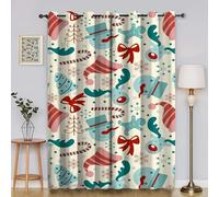 BSYYZQC CandyCane Curtains & Drapes Snowflake Window Curtain, Super Soft Eyelet Blackout Curtain, Blackout Lined Eyelet Drop 90"x108"(W x L) 2 Panels Drapes