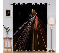 BSYYZQC Car Flow Line Bedroom Curtains Lines Curtains with Hooks, Digitally Printed Soundproof Curtain, Thermal Insulated Blackout Drapes 55"X69"(W X L) 2 Panels, for Decor