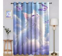 BSYYZQC Celestial Cat Blackout Curtains for Bedroom Butterfly Soundproof Curtains, Super Soft Long Drop Light Weight for Living Room 42"X63"(W X L) drapes Eyelet 2 Panels Drapes