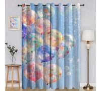 BSYYZQC Colourful Balloons Bedroom Curtains Bubbles Curtains with Hooks, Digitally Printed Soundproof Curtain, Thermal Insulated Blackout Drapes 55"X69"(W X L) 2 Panels, for Decor