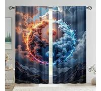 BSYYZQC Dark Clouds Eyelet Curtains Tai Chi Blackout Curtains, Superfine Fiber Drop for Bedroom, 3D Printed Drapes for Living Room 46"X54"(W X L) 2 Panels Drapes
