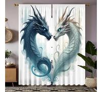 BSYYZQC Dragon Eyelet Curtains Mythical Beast Blackout Curtains, Superfine Fiber Drop for Bedroom, 3D Printed Drapes for Living Room 46"X54"(W X L) 2 Panels Drapes