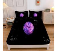 BSYYZQC Earth Super King Fitted Sheet Planet Bed Sheets Deep Pocket 12 inch (30 cm) Soft Cozy 3 Piece Microfibre Bed Sheet 180x200 cm with 2 Pillowcases 50x75 cm