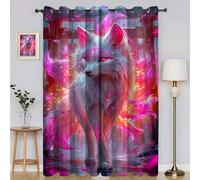 BSYYZQC Flames Blackout Curtains for Bedroom Fox Soundproof Curtains, Super Soft Long Drop Light Weight for Living Room 42"X63"(W X L) drapes Eyelet 2 Panels Drapes
