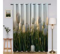 BSYYZQC Flowers Eyelet Curtains Tulip Blackout Curtains, Superfine Fiber Drop for Bedroom, 3D Printed Drapes for Living Room 46"X54"(W X L) 2 Panels Drapes