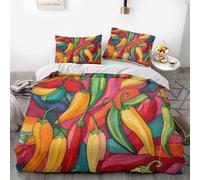 BSYYZQC Food Duvet Cover King Chilli King Size Duvet Cover Sets 3D Printed Microfiber Bedding Soft Quilt Cover 230x220 cm with 2 Pillowcases 50x75 cm