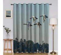 BSYYZQC Forest Curtains & Drapes Swan Window Curtain, Super Soft Eyelet Blackout Curtain, Blackout Lined Eyelet Drop 66"x90"(W x L) 2 Panels Drapes