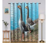 BSYYZQC Grey Goose Eyelet Curtains Oceans Blackout Curtains, Superfine Fiber Drop for Bedroom, 3D Printed Drapes for Living Room 46"X54"(W X L) 2 Panels Drapes