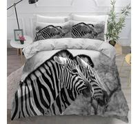 BSYYZQC Grey Junior/Cot Size Duvet Cover Sets, Zebra Microfiber Bedding Sets King Size Ultrasoft Hypoallergenic Quilt Cover With Zipper Closure and 2 Pillowcases 40x60cm