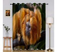 BSYYZQC Leaves Curtains & Drapes Golden Lion Tamarin Window Curtain, Super Soft Eyelet Blackout Curtain, Blackout Lined Eyelet Drop 90"x108"(W x L) 2 Panels Drapes