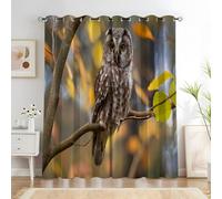 BSYYZQC Maple Leaf Eyelet Curtains Barn Owl Blackout Curtains, Superfine Fiber Drop for Bedroom, 3D Printed Drapes for Living Room 46"X54"(W X L) 2 Panels Drapes