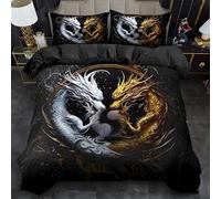 BSYYZQC Mythical Animal Duvet Cover Double Chinese Dragon Bedding Set with Zipper Closure, Duvet Cover Sets 3D Printed Microfiber Quilt Cover 200x200 cm with 2 Pillowcases 50x75 cm