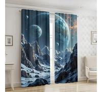 BSYYZQC Planet Eyelet Curtains Cosmos Blackout Curtains, Superfine Fiber Drop for Bedroom, 3D Printed Drapes for Living Room 46"X54"(W X L) 2 Panels Drapes