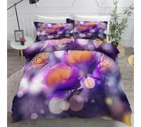 BSYYZQC Purple Junior/Cot Size Duvet Cover Sets, Butterflies Microfiber Bedding Sets King Size Ultrasoft Hypoallergenic Quilt Cover With Zipper Closure and 2 Pillowcases 40x60cm