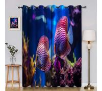 BSYYZQC Rainbow Fish Blackout Curtains for Bedroom Seaweed Soundproof Curtains, Super Soft Long Drop Light Weight for Living Room 42"X63"(W X L) drapes Eyelet 2 Panels Drapes