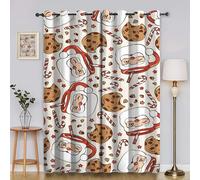 BSYYZQC SantaClaus Curtains & Drapes CandyCane Window Curtain, Super Soft Eyelet Blackout Curtain, Blackout Lined Eyelet Drop 90"x108"(W x L) 2 Panels Drapes