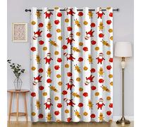 BSYYZQC SantaClaus Curtains & Drapes Reindeer Window Curtain, Super Soft Eyelet Blackout Curtain, Blackout Lined Eyelet Drop 90"x108"(W x L) 2 Panels Drapes