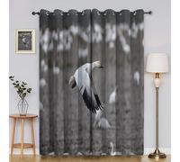 BSYYZQC Snow Geese Bedroom Curtains Bird Curtains with Hooks, Digitally Printed Soundproof Curtain, Thermal Insulated Blackout Drapes 55"X69"(W X L) 2 Panels, for Decor