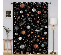 BSYYZQC Space Blackout Curtains for Bedroom Stars Soundproof Curtains, Super Soft Long Drop Light Weight for Living Room 42"X63"(W X L) drapes Eyelet 2 Panels Drapes