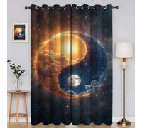 BSYYZQC Sun-Moon Tai Chi Blackout Curtains for Bedroom Galaxy Soundproof Curtains, Super Soft Long Drop Light Weight for Living Room 42"X63"(W X L) drapes Eyelet 2 Panels Drapes