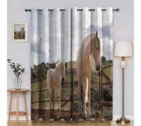 BSYYZQC White Horse Eyelet Curtains Cloud Blackout Curtains, Superfine Fiber Drop for Bedroom, 3D Printed Drapes for Living Room 46"X54"(W X L) 2 Panels Drapes