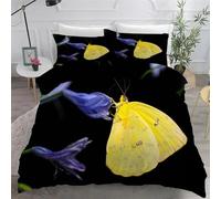 BSYYZQC Yellow Junior/Cot Size Duvet Cover Sets, Butterflies Microfiber Bedding Sets King Size Ultrasoft Hypoallergenic Quilt Cover With Zipper Closure and 2 Pillowcases 40x60cm
