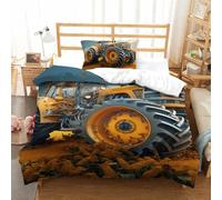 BSYZPVELG Tractor 3D Printed Quilt Cover Set 2 Pieces Bedding Soft Easy Care with Zipper Closure，Pillowcases for Kids Girls Boys Adults Bedroom Single（135x200cm）