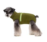 BT Bear Cosy Polar Fleece Coat for Dogs, Full body Jacket, Dogs Onesie With D Ring, Zipper with Reflective Jumpsuit, Winter Clothes for Pet Dog Outdoor or Indoor Small Medium Dogs (Olive-green,M)