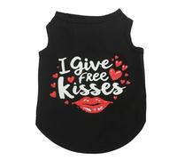 BT Bear Dog Clothes for Small Medium Dogs,Soft Summer Dog Vest Shirt with Printing Girl Boy Clothing for Dogs Puppies Cats,Black Free Kiss_XS