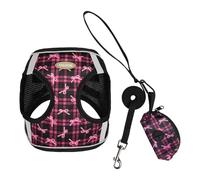 BT Bear Dog Harness Lead Set With Poo Bag Holder, Soft Breathable Dog Vest Harness for Puppy Cats Small Dogs,Black_S