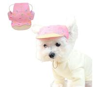 BT Bear Dog Hat with Ear Holes,Pet Baseball Outdoor Cap,Adjustable Summer Travel Sport Hat for Puppy Small Dogs,Donut Pink_S