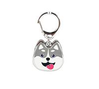BT Bear Dog ID Tags,Metal Dogs Pendant Key-ring Keychain Cute Puppy Pet ID Tags Keyring Keyfob Key Tags (Grey Husky)